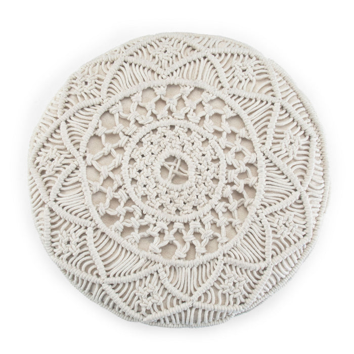 Coates - Round Macrame Pouf - Natural
