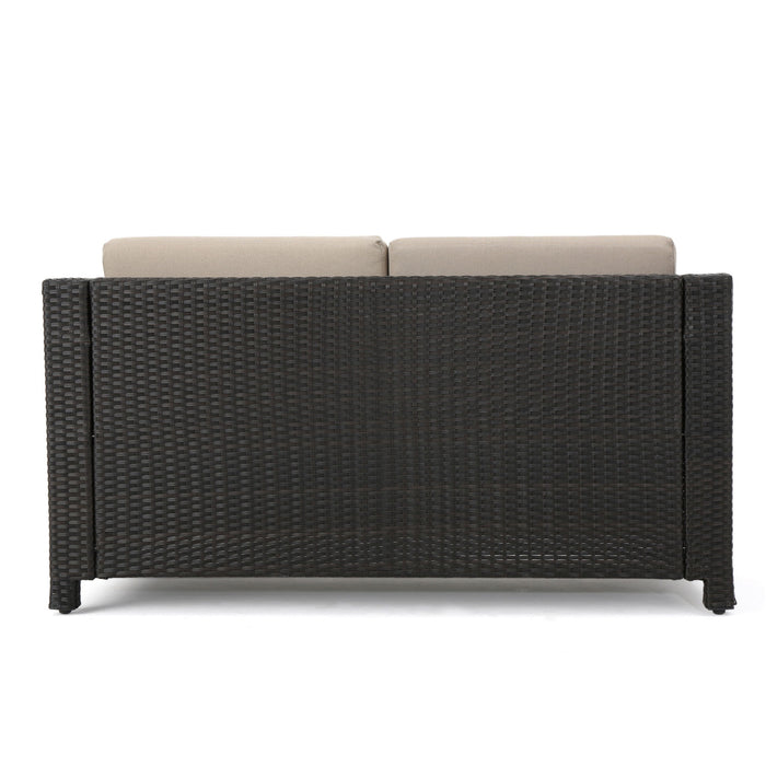 Puerta - Loveseat Outdoor Seating With Water Resistant Cushions - Dark Brown