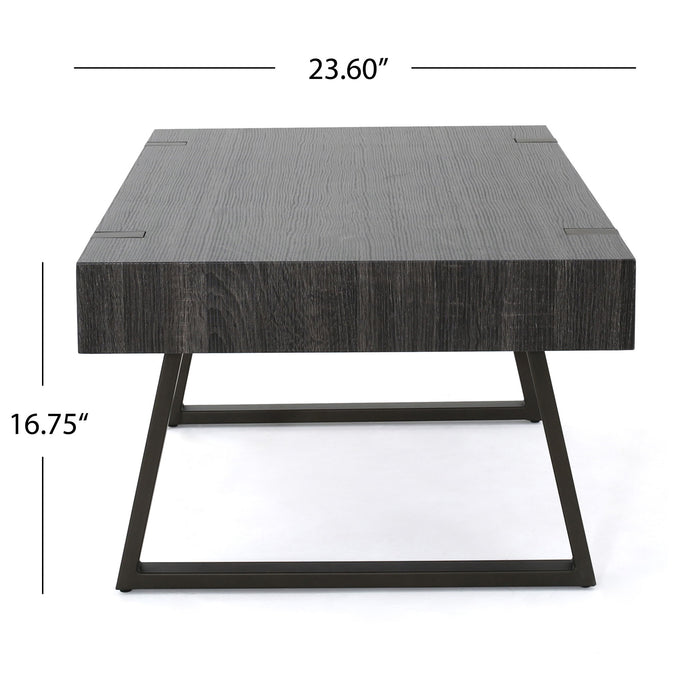 Abitha - Coffee Table With Industrial Powder Coated Metal Legs