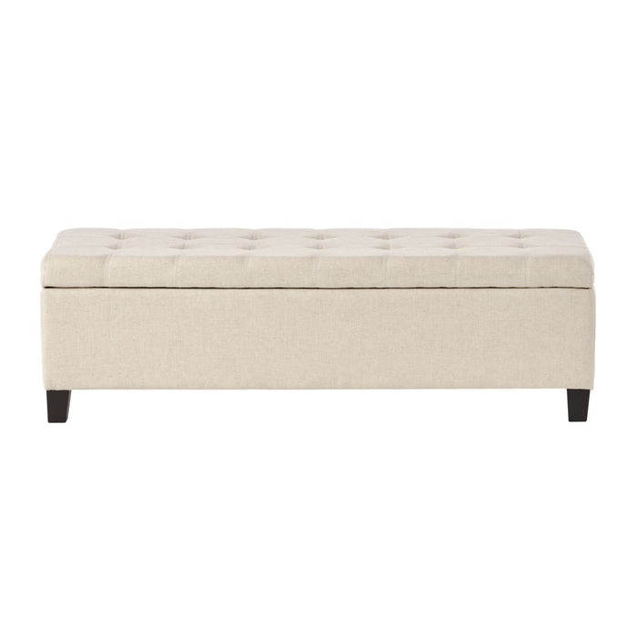 Storage Ottoman With Tufted Top And Pillow Soft Cushioning - Beige