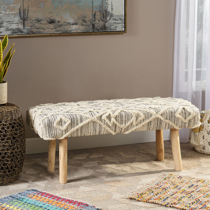 Prytania - Boho Handmade Fabric Upholstered Bench