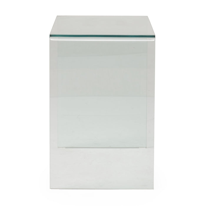 Modern Tempered Glass TV Stand With Shelf And Open Back Design - Clear