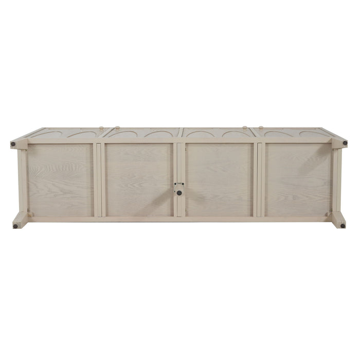 Mid Century Modern Wood Sideboard With Adjustable Shelves And Storage Cabinet - White Washed