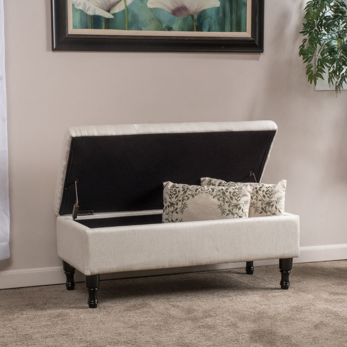 Button-Tufted Upholstered Ottoman With Hidden Storage - Linen