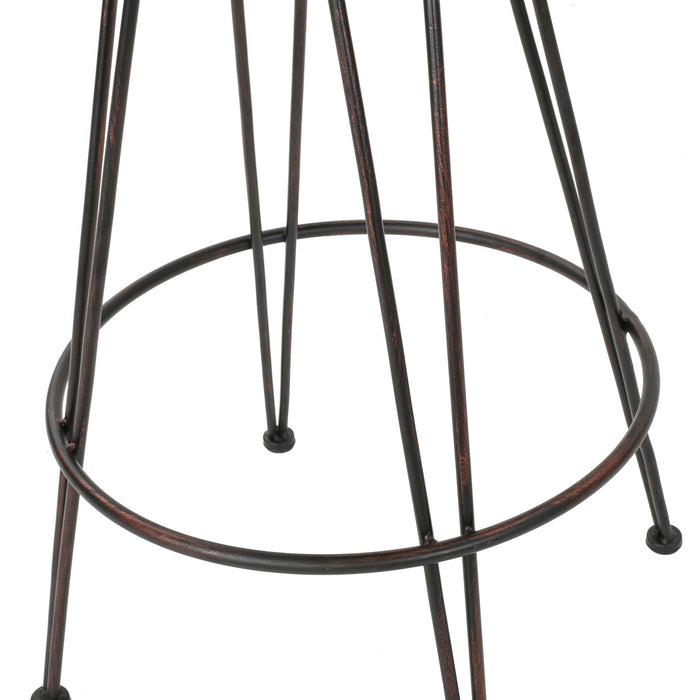 Outdoor Rattan Barstools With Black Brush Copper Iron Frame (Set of 2) - Multi Brown