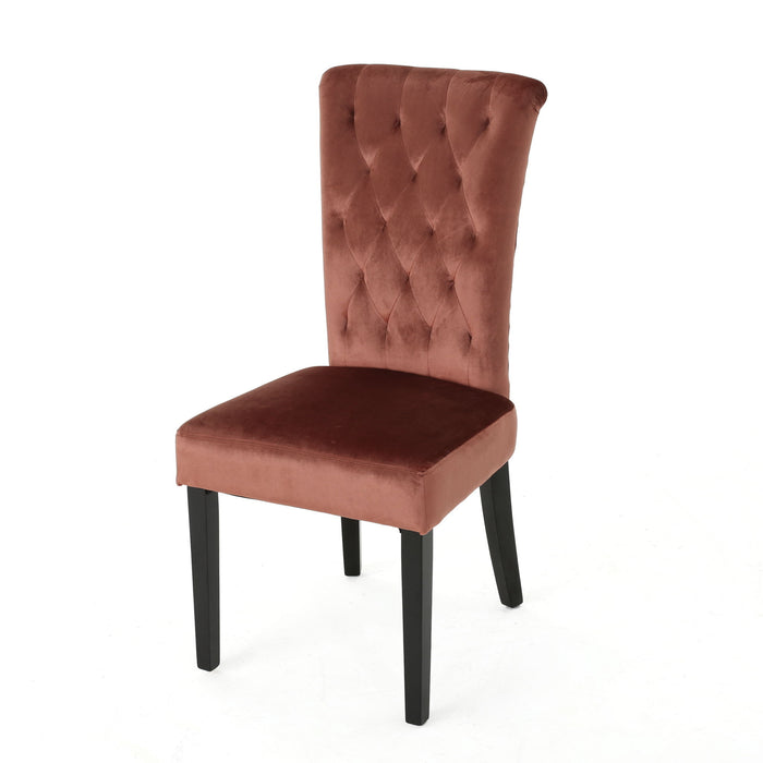 Elegant Velvet Tufted Dining Chair - Blush