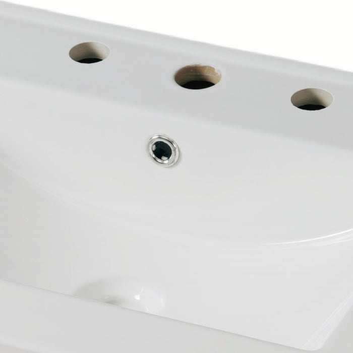 Modern Bathroom Vanity With Ceramic Sink, Tempered Blurred Glass Doors