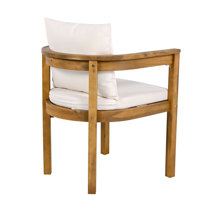 Abaco - Outdoor Patio 7 Pieces Dining Set With Chairs And Table - Teak / Beige