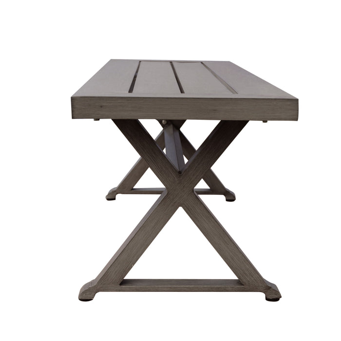 Modern Aluminum Outdoor Dining Bench With X Base - Dark Gray