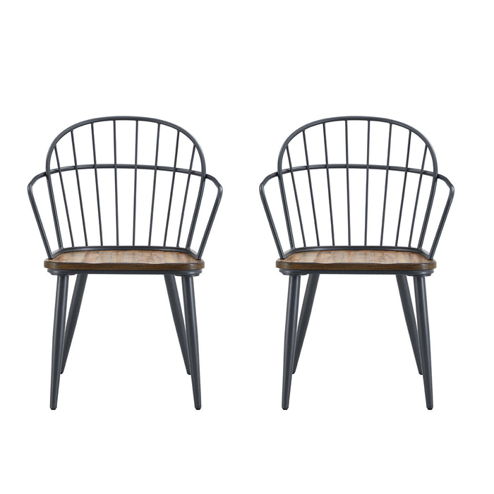 Industrial Inspired Indoor Dining Chair With Metal Legs And Birch (Set of 2) - Black / Natural