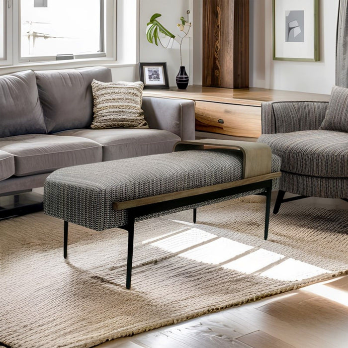 Upholstered Cocktail Ottoman With Slide Tray - Multi