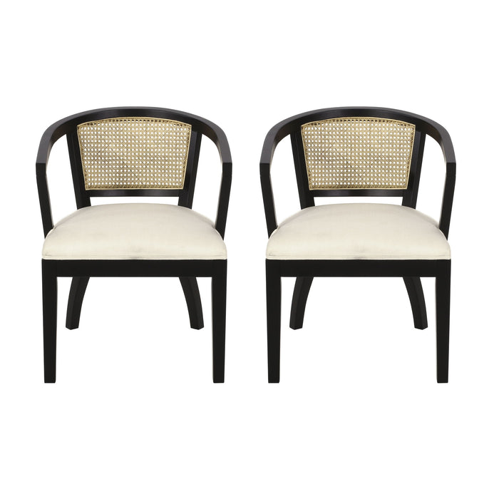 Elegant Dining Chair With Cane Web Backrests And Upholstery