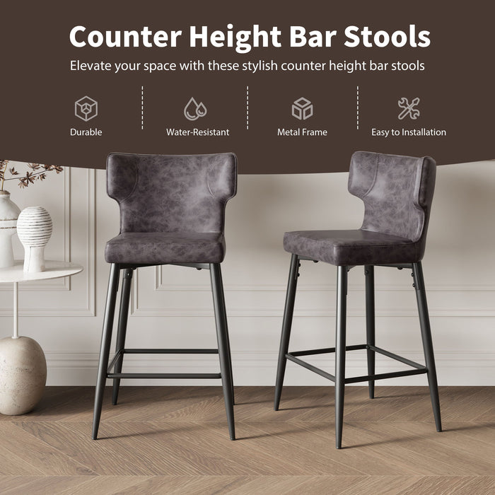 Modern Bar Stools With Upholstery And Metal Footrest (Set of 2)