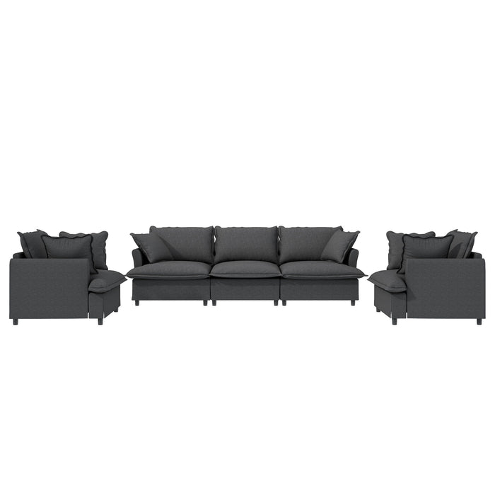Living Room Set Modular Sectional Couch, Upholstered Sofa & Armchair & Movable Ottoman