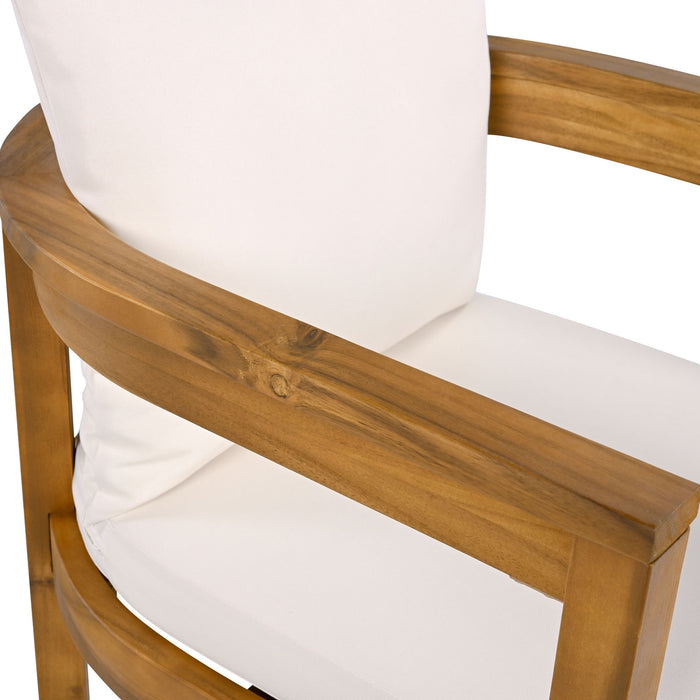 Abaco - Outdoor Patio 7 Pieces Dining Set With Chairs And Table - Teak / Beige