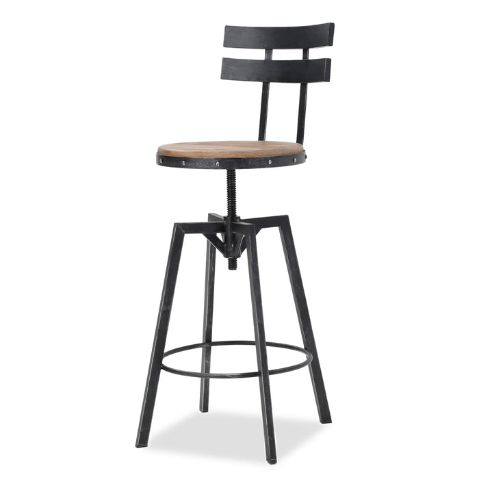 Industrial Modern Swivel Barstool With Adjustable Height - Black / Natural