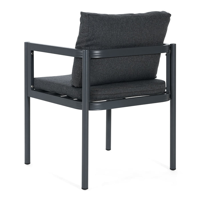 7 Piece Outdoor Dining Set With Table And 6 Chairs - Black / Gray / Teak