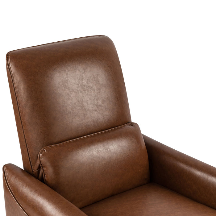 Upholstered Push Recliner Chair With Rubber Wood Legs For Living Room