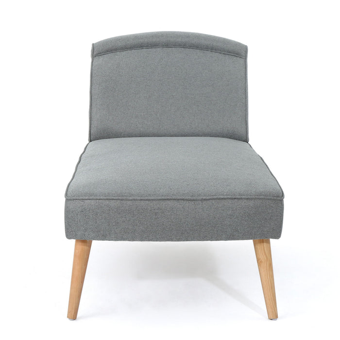 Fabric Chaise Lounge With Rubberwood Frame - Slate