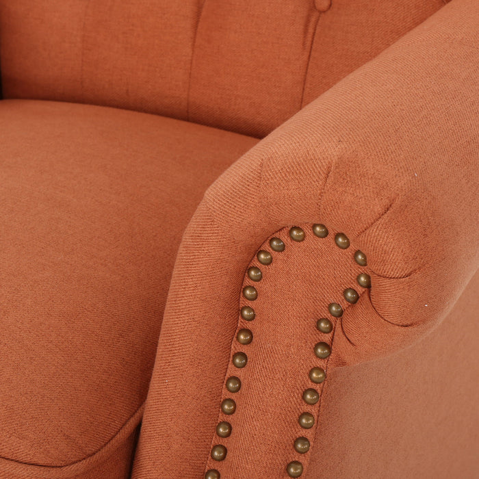 Contemporary Style Push Back Recliner With Button Tufted Stitching And Nailhead Trim