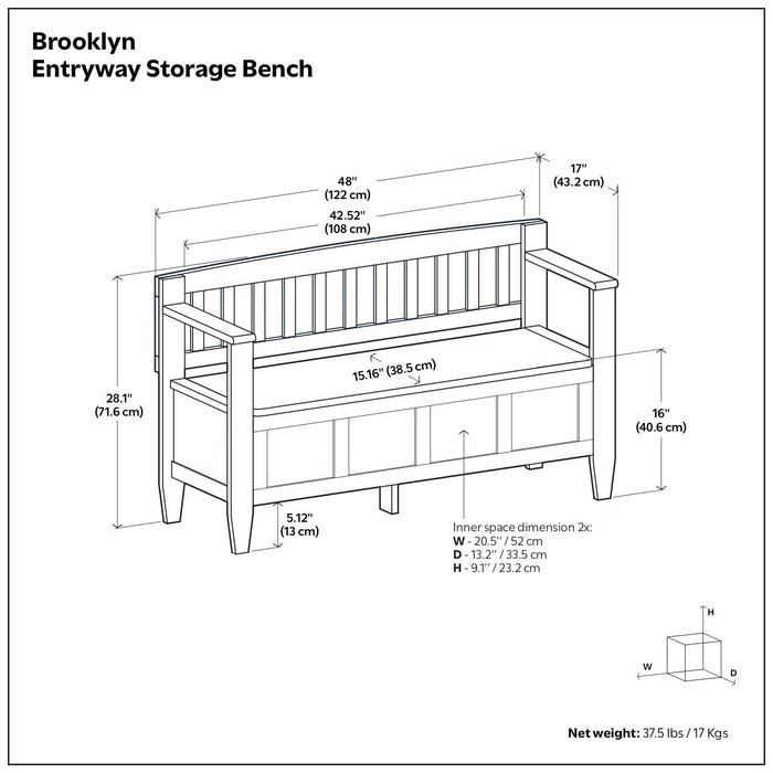 Brooklyn - Handcrafted Entryway Storage Bench
