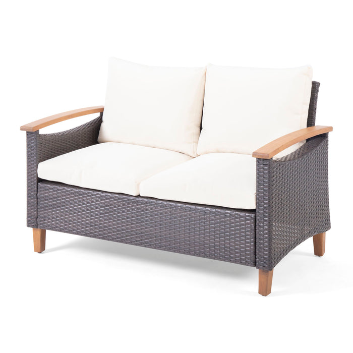 Isla - Transitional Chat Set With Water Resistant Cushions - Teak