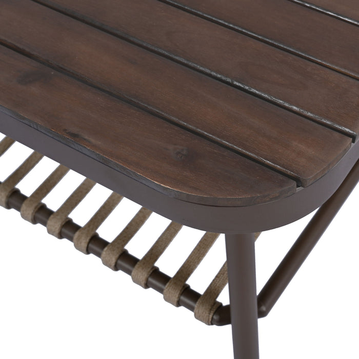 4 Piece Outdoor Patio Furniture Set, Metal Chairs With Woven Rope U Shaped Backrest