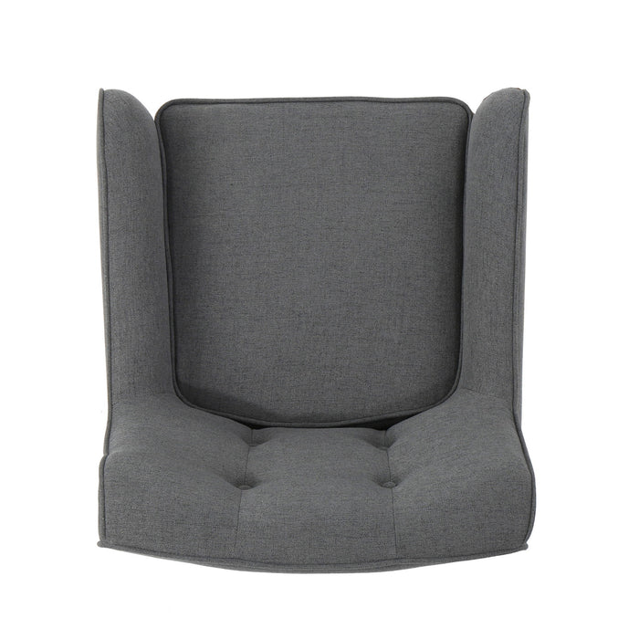 Modern Arm Chair With Tufted Back And Wooden Legs