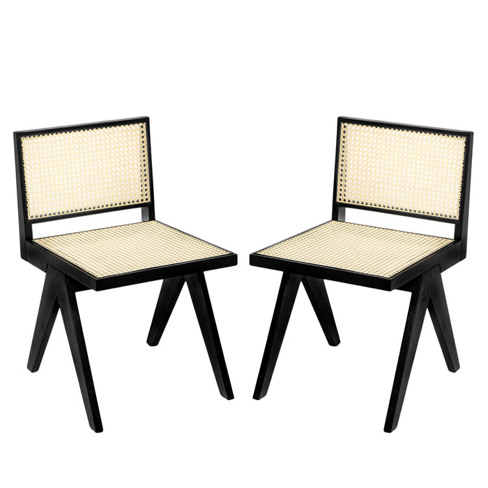 Chandigarh Dining Room Chairs With Natural Rattan (Set of 2)