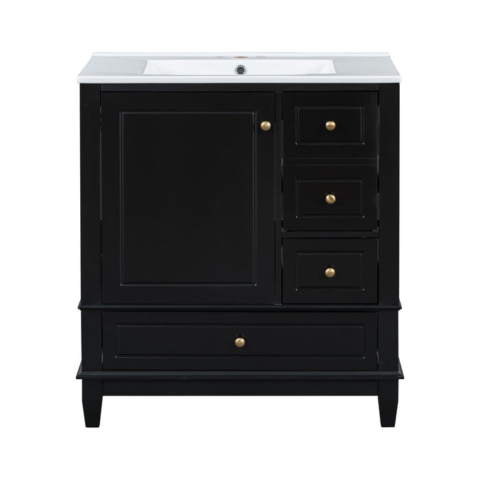 Freestanding Bathroom Vanity With Sink, Soft Close Door, 3 Drawers