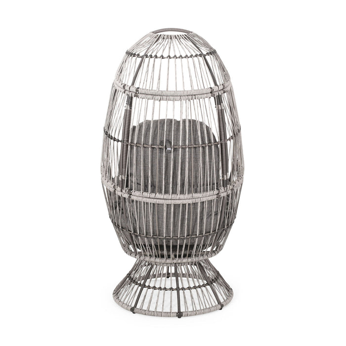 Patio Swivel Basket Egg Chair With Cushion