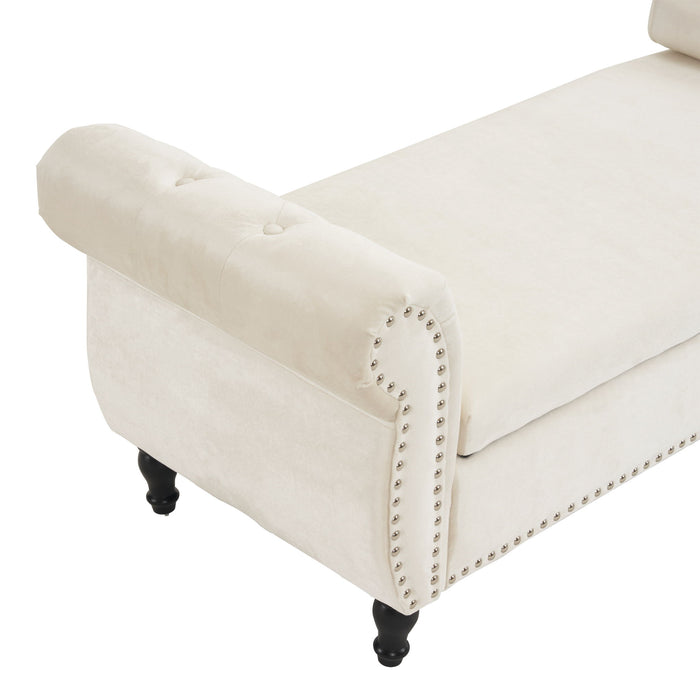 Luxurious Velvet Multifunctional Storage Ottoman Bench With Pillow