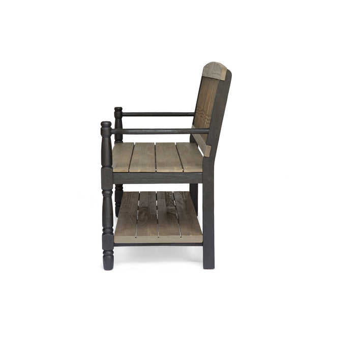 Slatted Bench With Built In Shelf