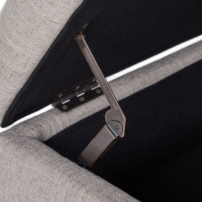 Dean - Fabric Storage Wide Tufted Rectangle Ottoman - Gray