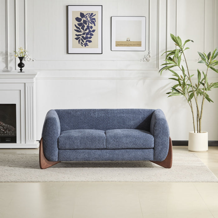 Contemporary Boucle Sherpa Sofa With Birch Wood Legs