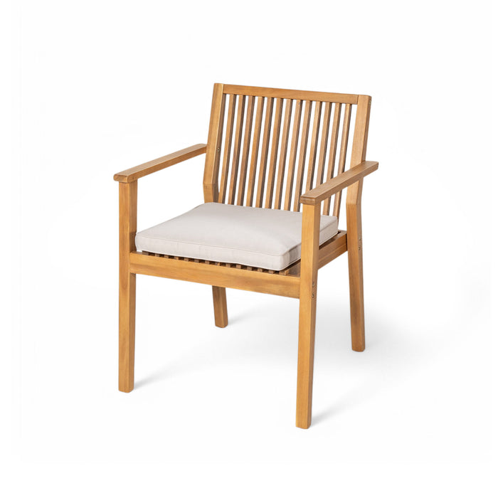 5 Piece Patio Furniture Set Acacia Wood Table And 4 Heavy Duty Cushioned Chairs