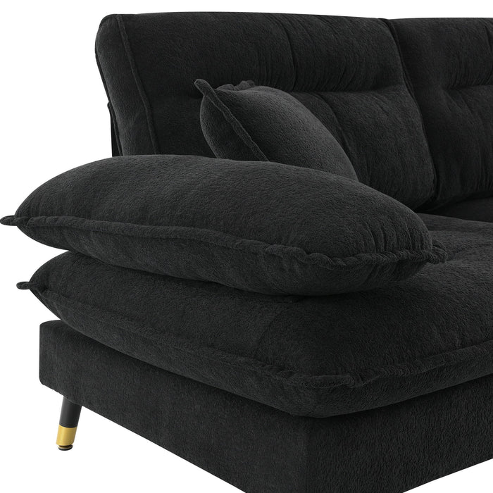 L Shaped Convertible Sectional Sofa 4 Seat Tufted Couch Set With Two Tone Adjust Legs Cloud Movable Ottoman