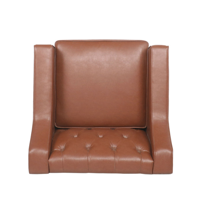 Contemporary Club Chair With Button Tufting And Birch Wood Legs