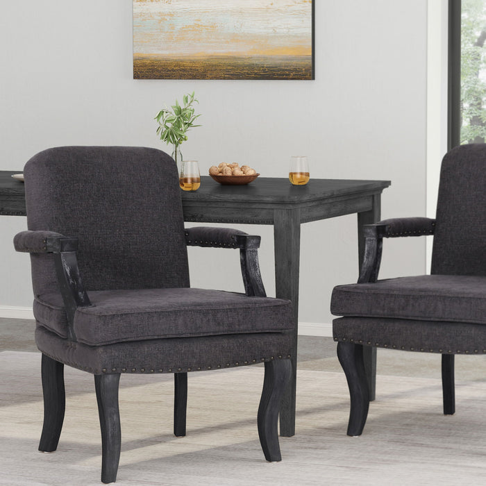 French Country Style Dining Chair With Nailhead Trim