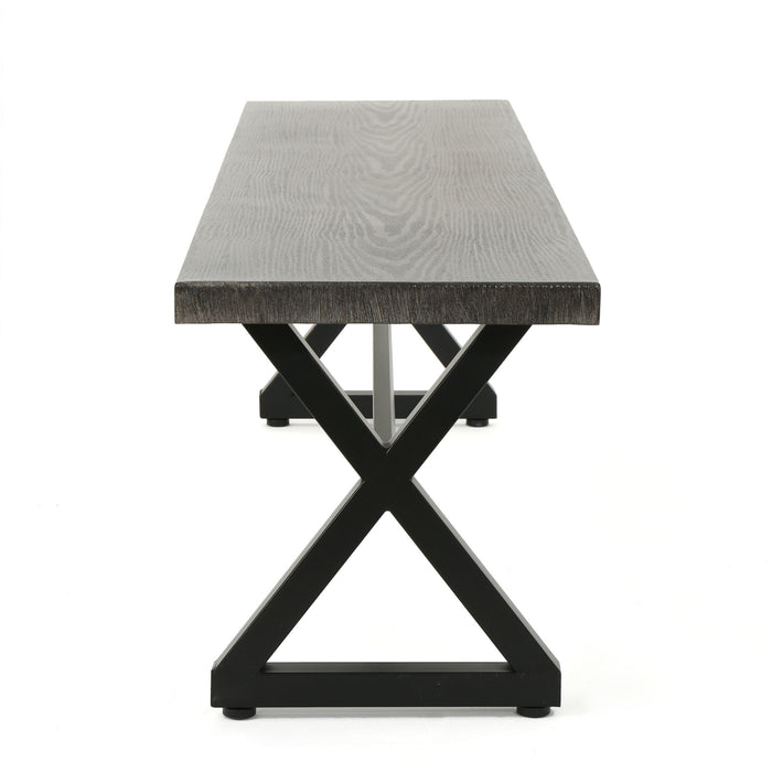 Modern Aluminum Outdoor Dining Bench With X Base