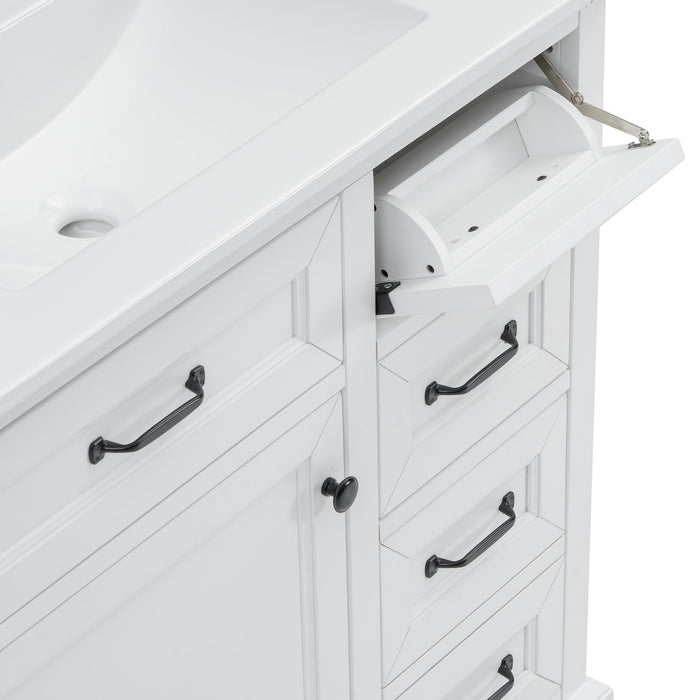 36" Bathroom Vanity With Sink, 2 Tip-Out Drawers, Soft Close Hinges