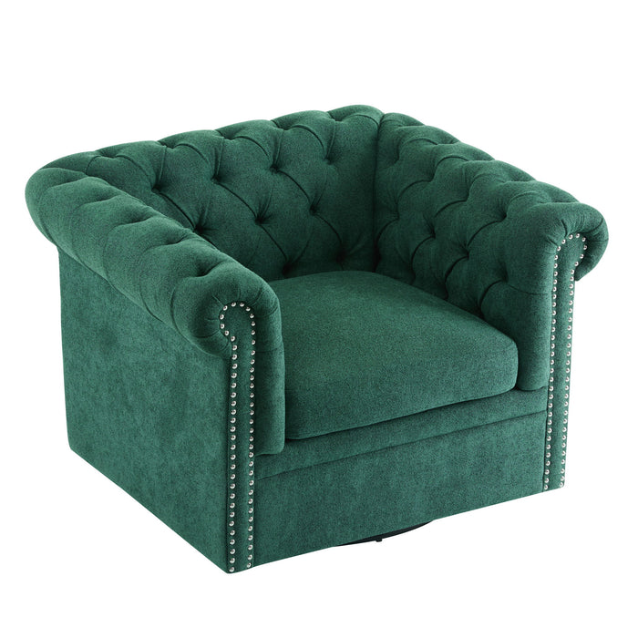 Chesterfield Style Swivel Club Chair With Button Tufted