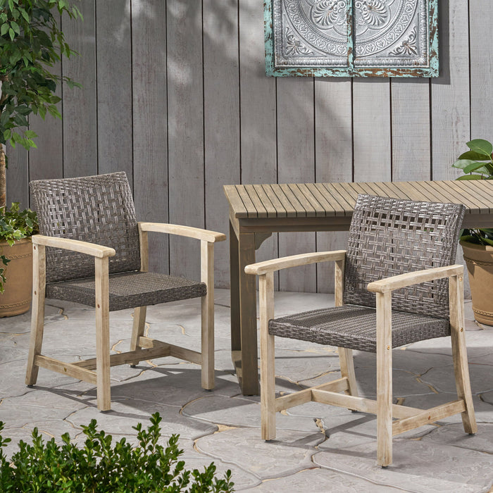 Outdoor Dining Chair Acacia Wood Frame (Set of 2)