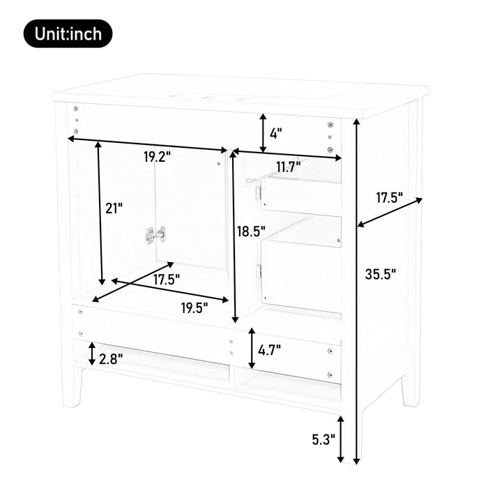 Bathroom Vanity With Sink, Soft Closing Doors & Drawers, Metal Handles
