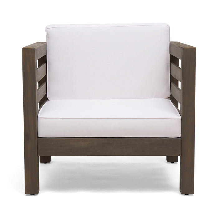 Outdoor Acacia Wood Patio Chair With Fabric Cushion