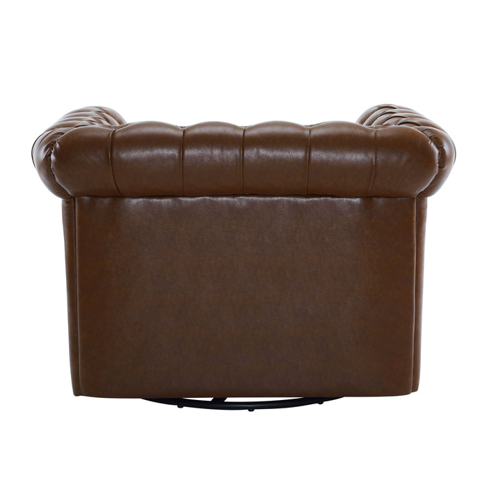 Chesterfield Style Swivel Club Chair With Button Tufted