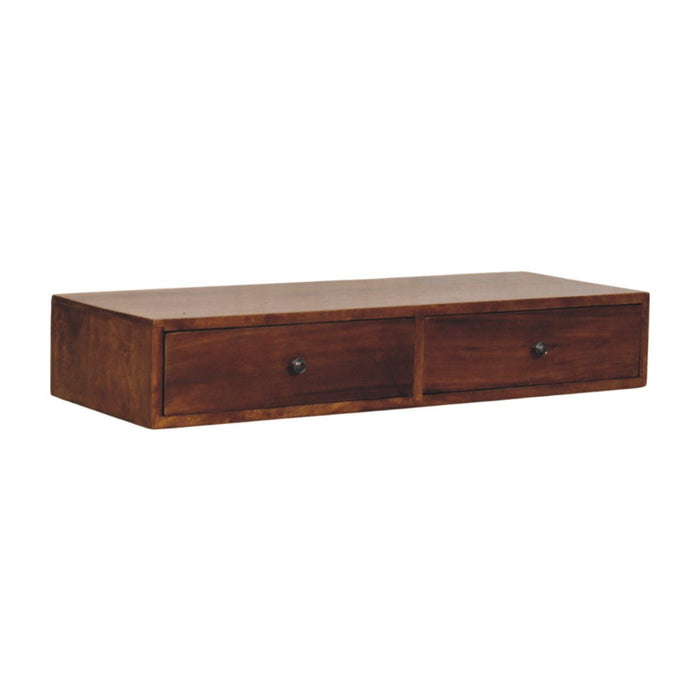Lunar - 2 Drawer Wall Mounted Console - Brown