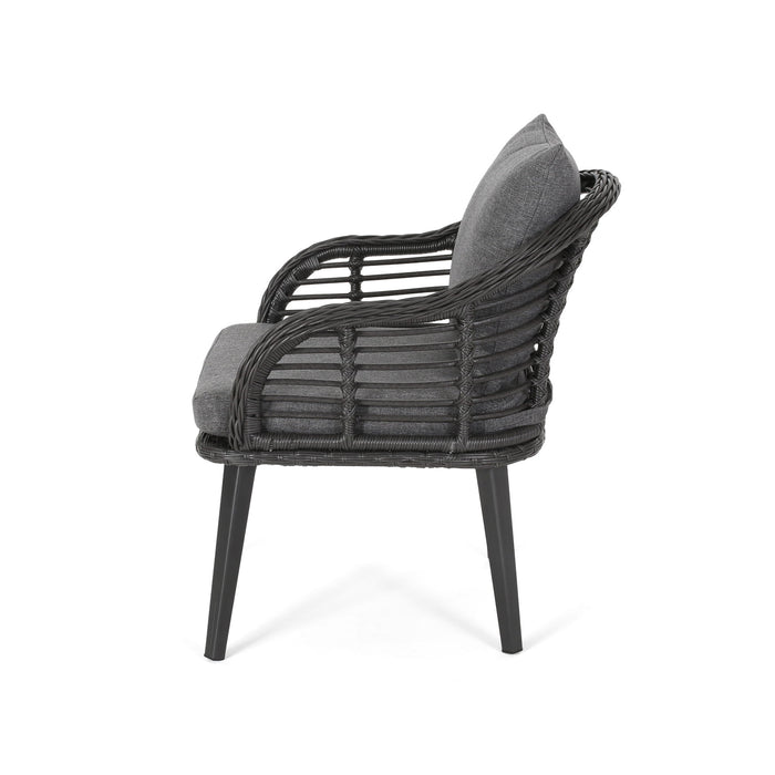 Outdoor Accent Chair With Aluminum Frame And Rattan Seating