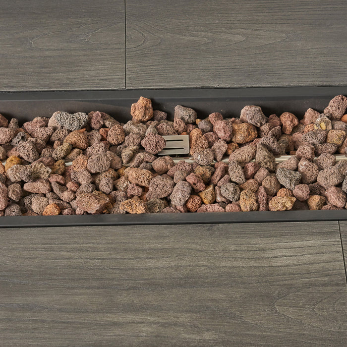 Transitional Rectangular Outdoor Propane Fire Pit With 50,000 Btu