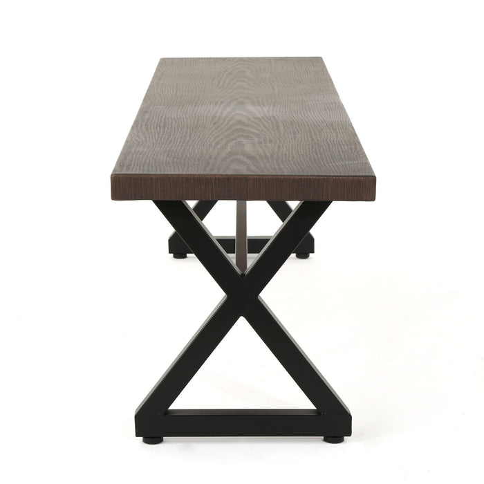 Modern Aluminum Outdoor Dining Bench With X Base